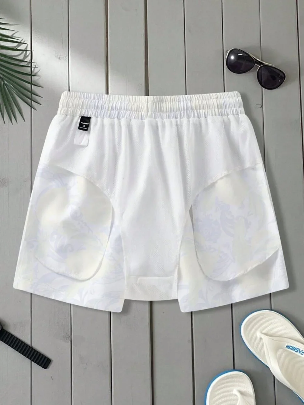 Yellow Tropical Men's Lemon Fruit Mesh Beach Shorts
